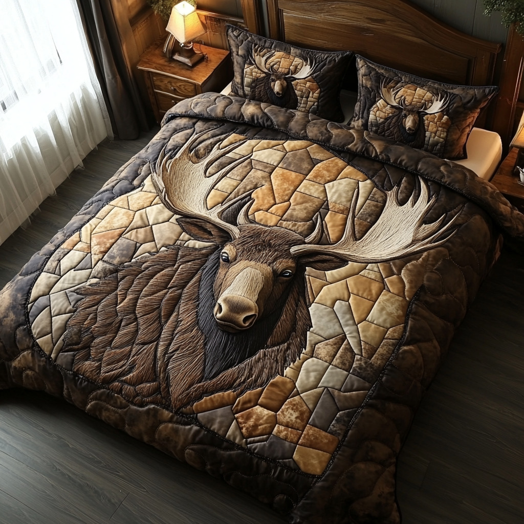 Forest Wanderer 3-Piece Quilted Bedding Set NCU0DK3367