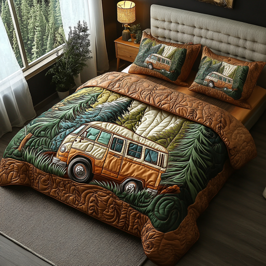 Forest Wanderlust Vibes 3-Piece Quilted Bedding Set NCU0DV5814