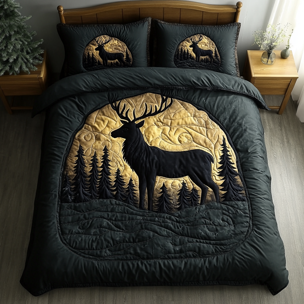 Forest Whisper 3-Piece Quilted Bedding Set NCU0DK4894