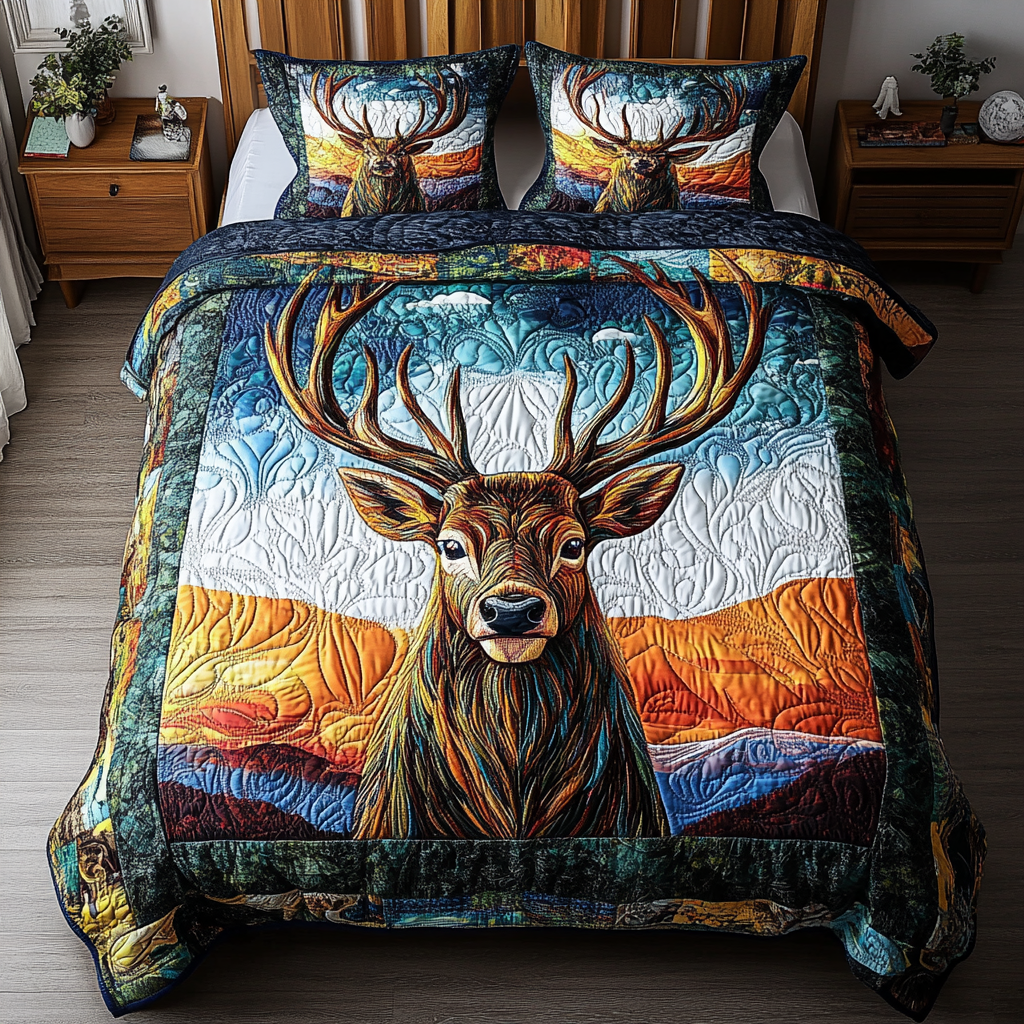 Forest Whisper 3-Piece Quilted Bedding Set NCU0DK4940