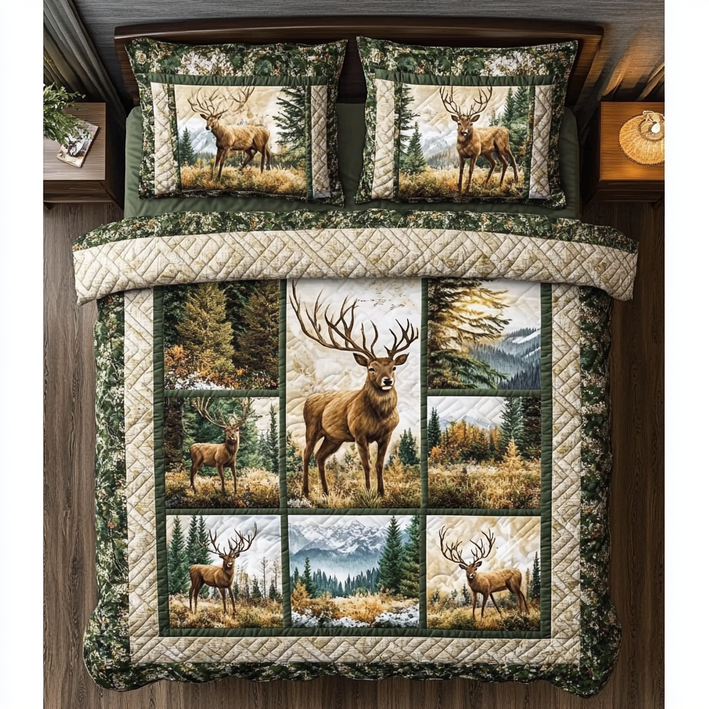 Forest Whisper 3-Piece Quilted Bedding Set NCU0DK5670