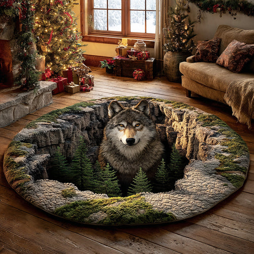 Forest Wolf Quilted Round Mat NCU0TD2079