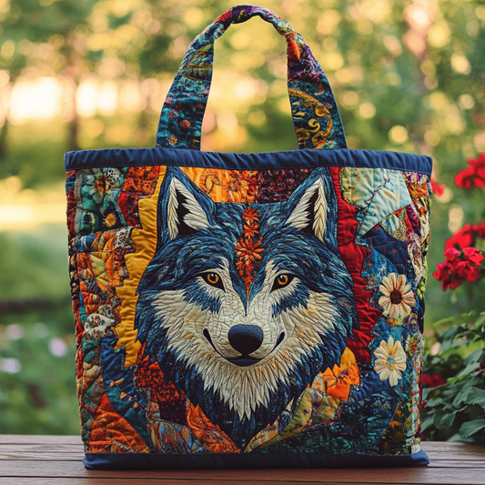 Forest Wolf Quilted Tote Bag NCU0DK8948