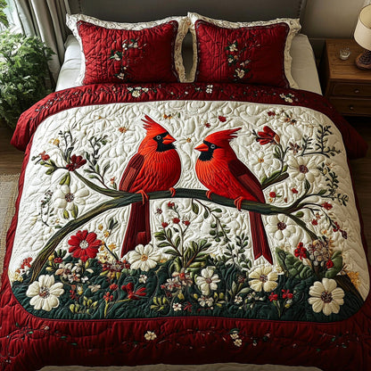 Forever Cardinal 3-Piece Quilted Bedding Set NCU0DV6677
