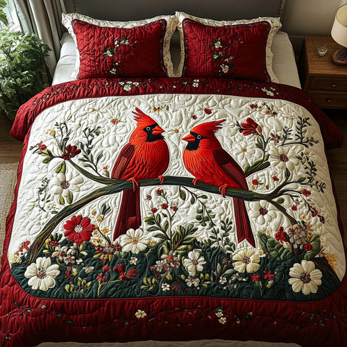 Forever Cardinal 3-Piece Quilted Bedding Set NCU0DV6677