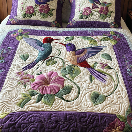 Forever Flutter 3-Piece Quilted Bedding Set NCU0NT2739