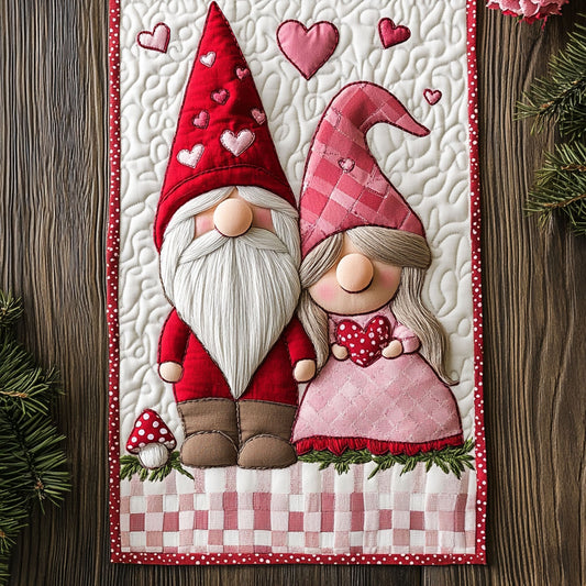 Forever Gnome Couple Quilted Table Runner NCU0PT2950