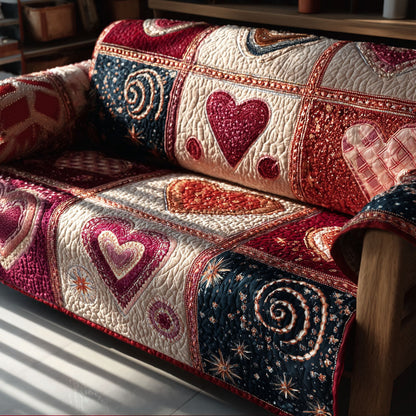 Forever Hearts Quilted Sofa Cover NCU0PT10938