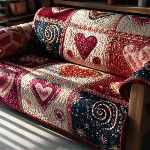 Forever Hearts Quilted Sofa Cover NCU0PT10938