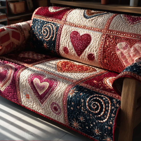 Forever Hearts Quilted Sofa Cover NCU0PT10938