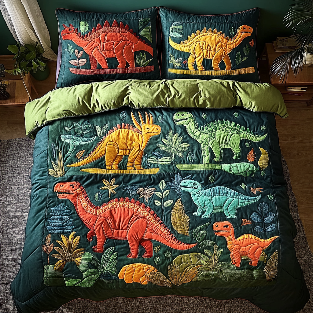 Fossil Friends 3-Piece Quilted Bedding Set NCU0VH3621