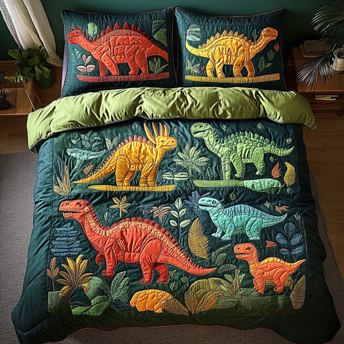 Fossil Friends 3-Piece Quilted Bedding Set NCU0VH3621