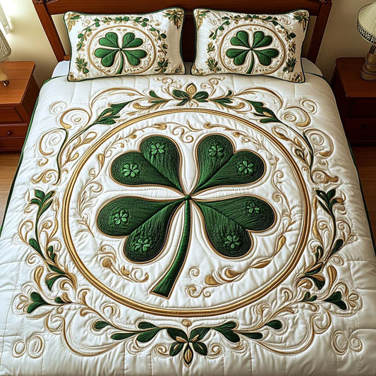 Four Leaf Bliss 3-Piece Quilted Bedding Set NCU0NT2396