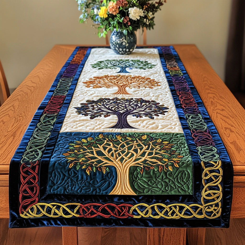 Four Seasons Tree Quilted Table Runner NCU0NT4282
