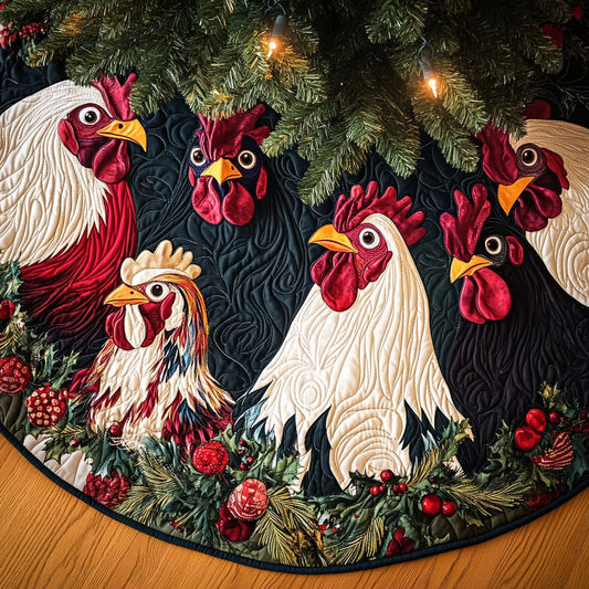 Fowl Festivities Quilted Christmas Tree Skirt NCU0PT2274