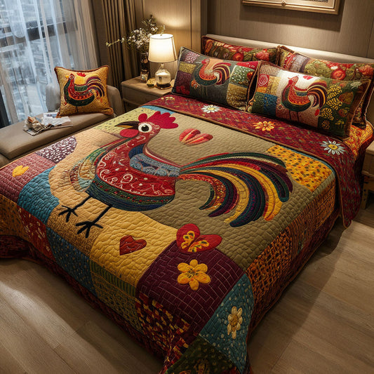 Fowl Fiesta 3-Piece Quilted Bedding Set NCU0PT7430