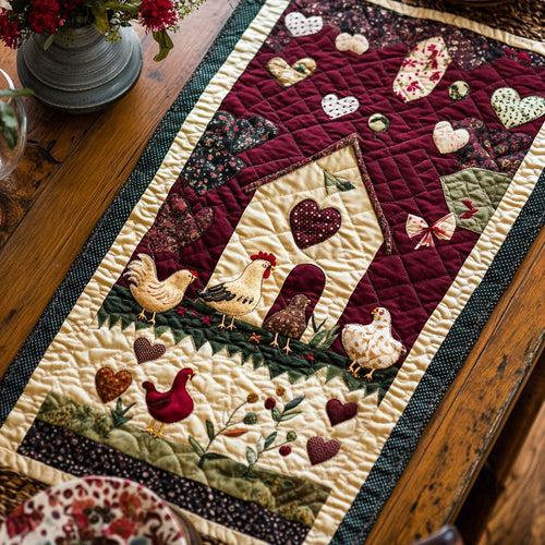 Fowl Play Patchwork Quilted Table Runner NCU0PT5079