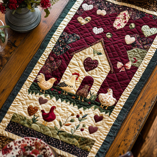 Fowl Play Patchwork Quilted Table Runner NCU0PT5079