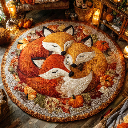 Fox Family Nest Quilted Round Mat NCU0TV198