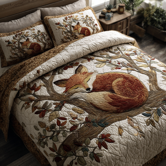 Fox Hunt 3-Piece Quilted Bedding Set NCU0DK8354