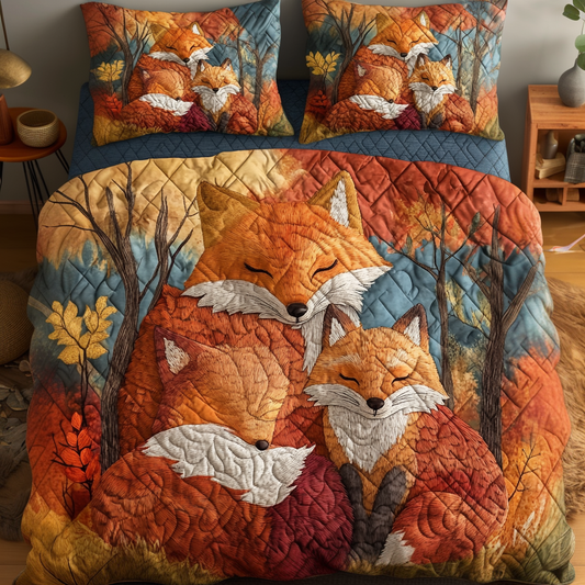 Fox Nest 3-Piece Quilted Bedding Set NCU0VH5094