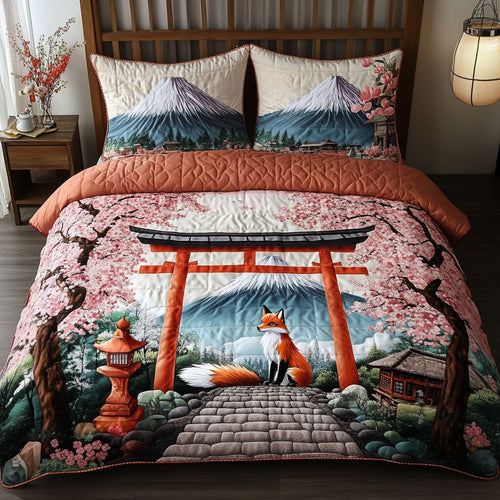 Fox Shrine 3-Piece Quilted Bedding Set NCU0NT6563