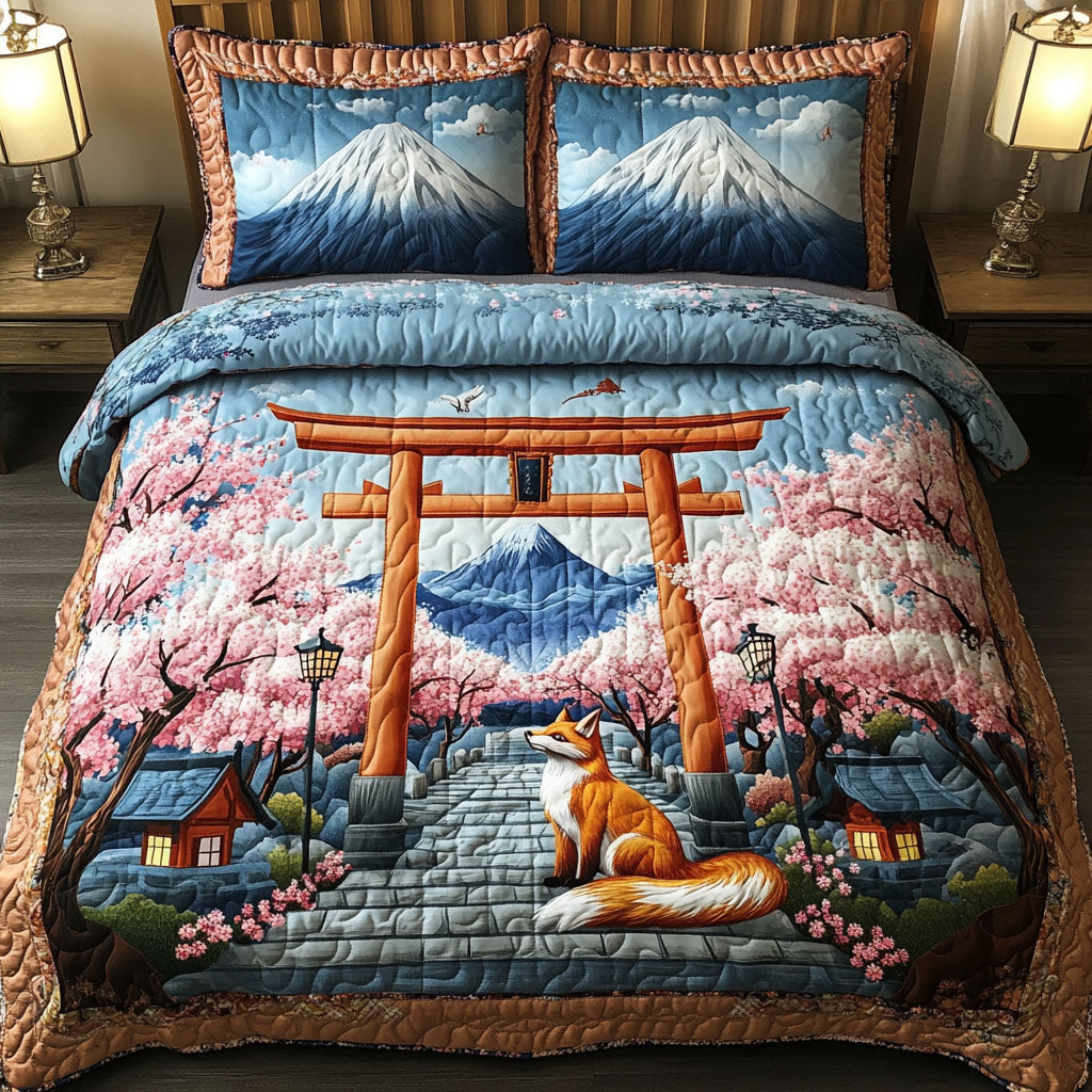 Fox and Fuji 3-Piece Quilted Bedding Set NCU0NT6561