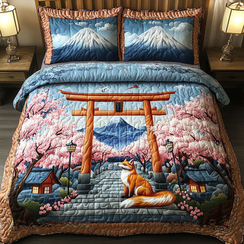 Fox and Fuji 3-Piece Quilted Bedding Set NCU0NT6561