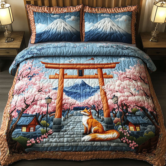 Fox and Fuji 3-Piece Quilted Bedding Set NCU0NT6561