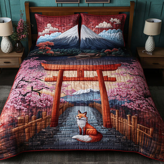 Fox in Paradise 3-Piece Quilted Bedding Set NCU0NT6562