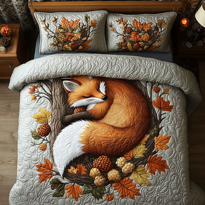 Fox in the Autumn Woods 3-Piece Quilted Bedding Set NCU0PT7928