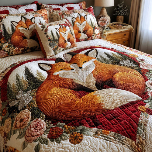 Foxes in Love 3-Piece Quilted Bedding Set NCU0NT11762