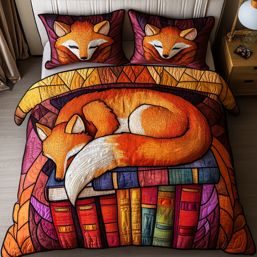 Foxy Nature 3-Piece Quilted Bedding Set NCU0DK6918