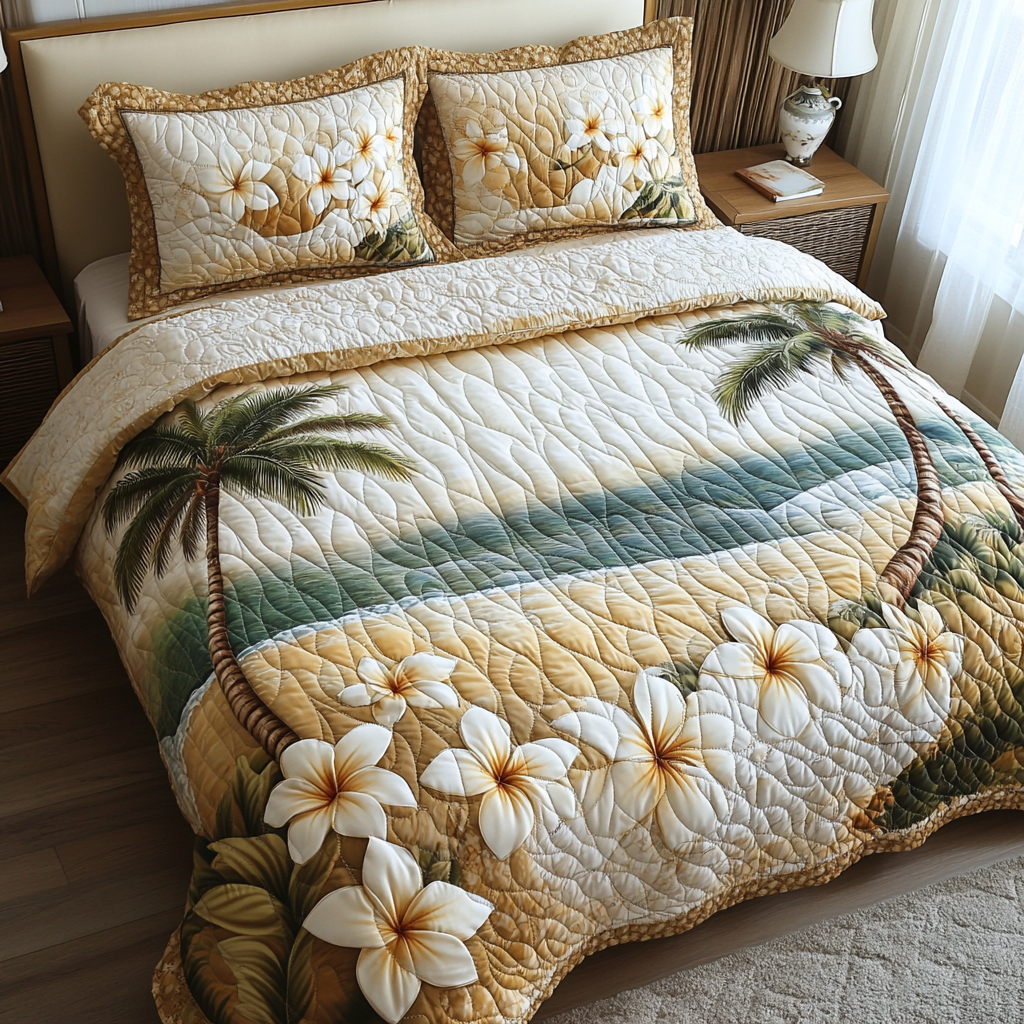 Fragrant Paradise 3-Piece Quilted Bedding Set NCU0DV5208