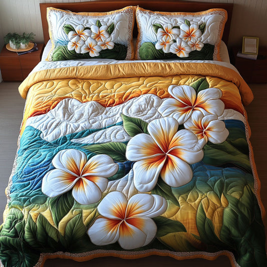 Frangipani Paradise 3-Piece Quilted Bedding Set NCU0PT6575