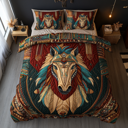 Free Spirit Horse 3-Piece Quilted Bedding Set NCU0DK8055
