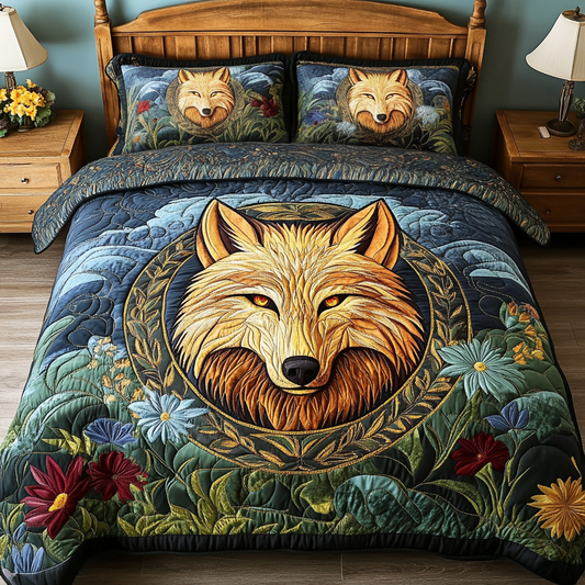 Free Wolf 3-Piece Quilted Bedding Set NCU0DK8081