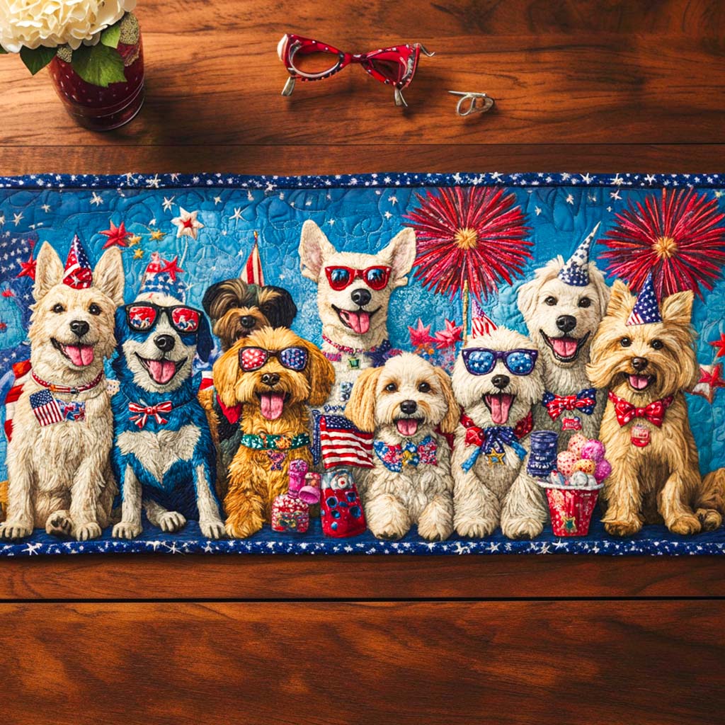 Freedom Barkers Quilted Table Runner NCU0NT8180