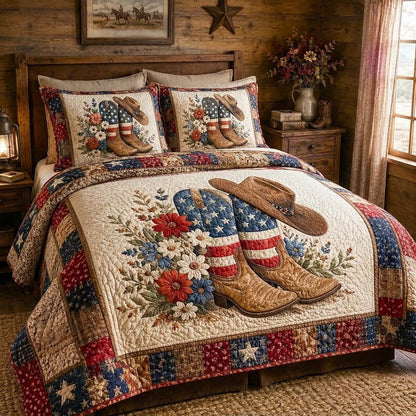 Freedom Boots 3-Piece Quilted Bedding Set NCU0QD026