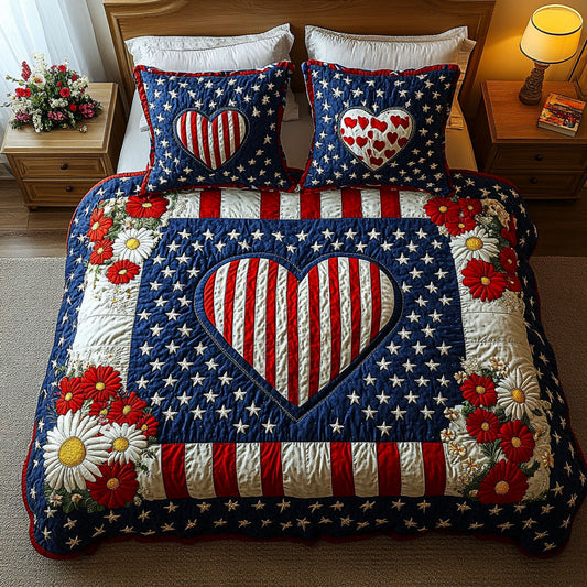 Freedom Bouquet 3-Piece Quilted Bedding Set NCU0NT7411
