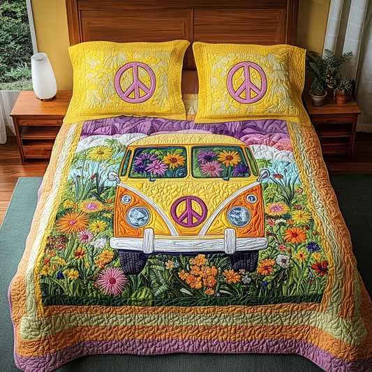 Freedom Bus 3-Piece Quilted Bedding Set NCU0VH2785
