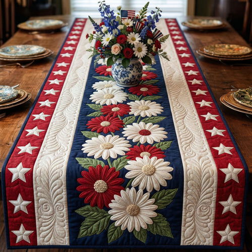 Freedom Daisy Quilted Table Runner NCU0NT12428