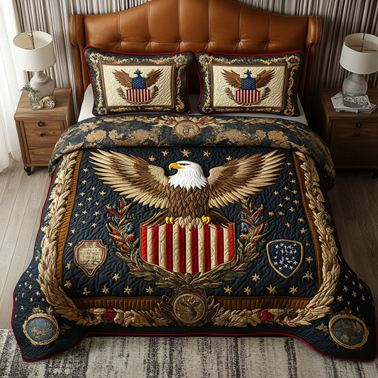 Freedom Eagle 3-Piece Quilted Bedding Set NCU0DK8443