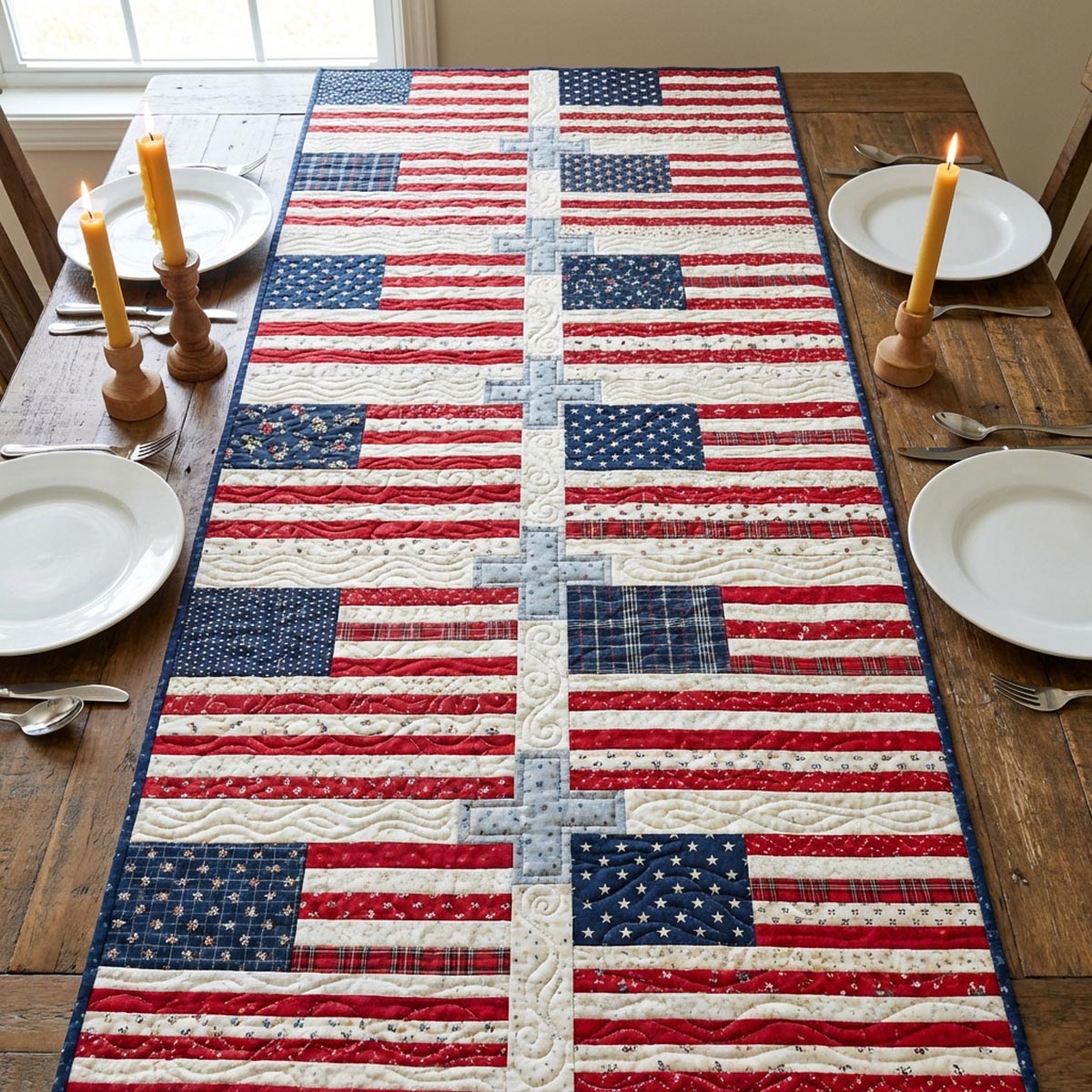 Freedom Field Quilted Table Runner NCU0DV9359