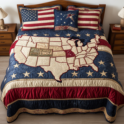 Freedom Flag 3-Piece Quilted Bedding Set NCU0VH5958
