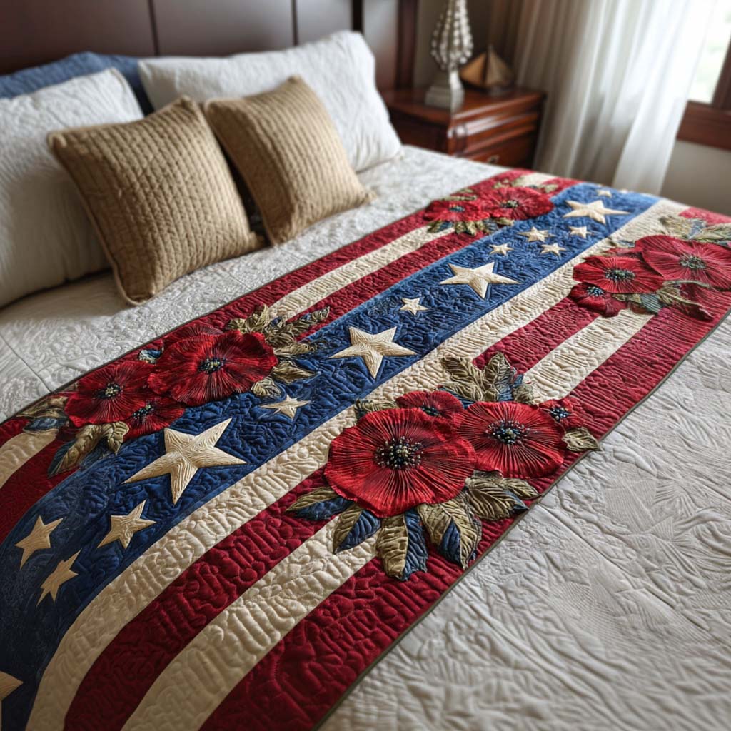 Freedom Flowers Quilted Bed Runner NCU0NT11480