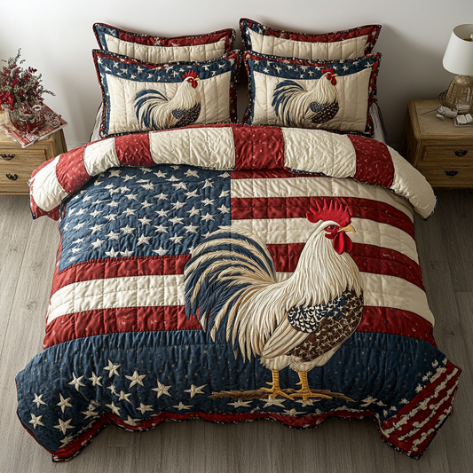 Freedom Fowl 3-Piece Quilted Bedding Set NCU0VH4195