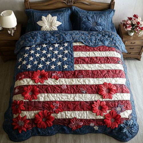 Freedom Garden 3-Piece Quilted Bedding Set NCU0DK8460