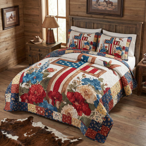 Freedom Garden Blessing 3-Piece Quilted Bedding Set NCU0PT11455