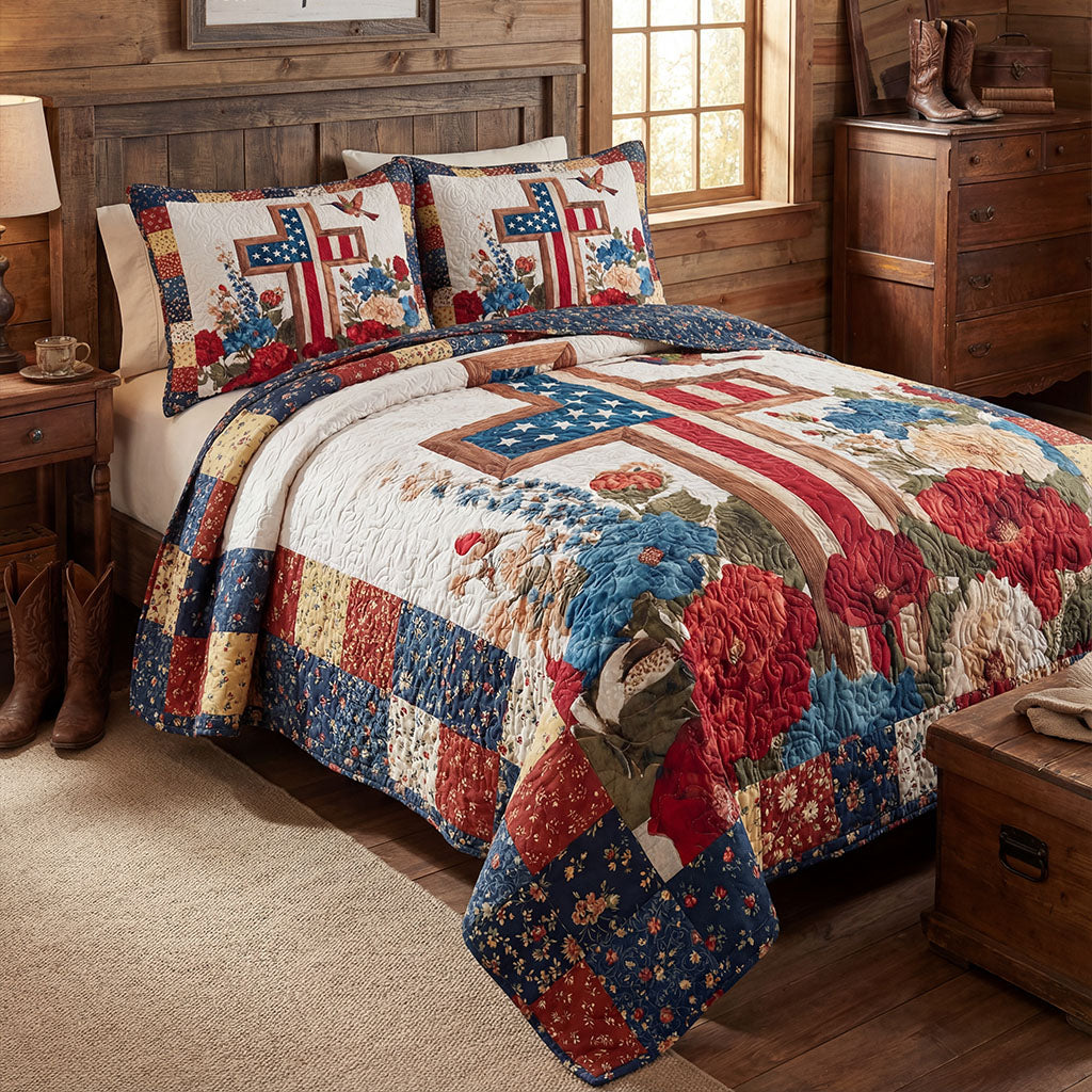 Freedom Garden Blessing 3-Piece Quilted Bedding Set NCU0PT11455